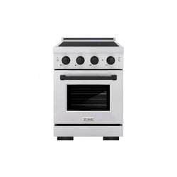 ZLINE Autograph Edition 24 in. 3.2 cu. ft. Paramount Induction Range with 3 Element Cooktop and Electric Convection Oven in Stainless Steel with Matte Black Accents (SINRZ-24-MB)