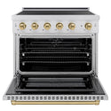 ZLINE Autograph Edition 36 in. 5.2 cu. ft. Paramount Induction Range with 5 Element Cooktop and Electric Convection Oven in Stainless Steel with Champagne Bronze Accents (SINRZ-36-CB)