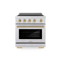 ZLINE Autograph Edition 30 in. 4.2 cu. ft. Paramount Induction Range with 4 Element Cooktop and Electric Convection Oven in Stainless Steel with Champagne Bronze Accents, Open Box-Good Condition