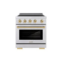ZLINE Autograph Edition 30 in. 4.2 cu. ft. Paramount Induction Range with 4 Element Cooktop and Electric Convection Oven in Stainless Steel with Champagne Bronze Accents, Open Box-Great Condition