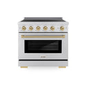 ZLINE Autograph Edition 36 in. 5.2 cu. ft. Paramount Induction Range with 5 Element Cooktop and Electric Convection Oven in Stainless Steel with Champagne Bronze Accents (SINRZ-36-CB)