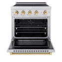 ZLINE Autograph Edition 30 in. 4.2 cu. ft. Paramount Induction Range with 4 Element Cooktop and Electric Convection Oven in Stainless Steel with Polished Gold Accents, Open Box-Good Condition