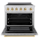 ZLINE Autograph Edition 36 in. 5.2 cu. ft. Paramount Induction Range with 5 Element Cooktop and Electric Convection Oven in Stainless Steel with Polished Gold Accents (SINRZ-36-G)