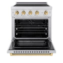 ZLINE Autograph Edition 30 in. 4.2 cu. ft. Paramount Induction Range with 4 Element Cooktop and Electric Convection Oven in Stainless Steel with Polished Gold Accents, Open Box-Great Condition