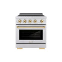 ZLINE Autograph Edition 30 in. 4.2 cu. ft. Paramount Induction Range with 4 Element Cooktop and Electric Convection Oven in Stainless Steel with Polished Gold Accents (SINRZ-30-G)