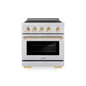 ZLINE Autograph Edition 30 in. 4.2 cu. ft. Paramount Induction Range with 4 Element Cooktop and Electric Convection Oven in Stainless Steel with Polished Gold Accents, Open Box-Great Condition