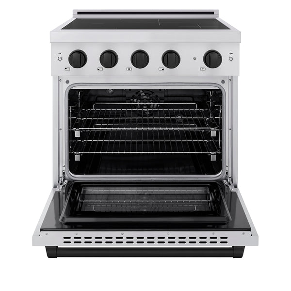 ZLINE Autograph Edition 30 in. 4.2 cu. ft. Paramount Induction Range with 4 Element Cooktop and Electric Convection Oven in Stainless Steel with Matte Black Accents, Open Box-Great Condition