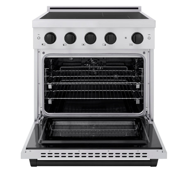 ZLINE Autograph Edition 30 in. 4.2 cu. ft. Paramount Induction Range with 4 Element Cooktop and Electric Convection Oven in Stainless Steel with Matte Black Accents, Open Box-Good Condition