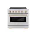 ZLINE Autograph Edition 36 in. 5.2 cu. ft. Paramount Induction Range with 5 Element Cooktop and Electric Convection Oven in Stainless Steel with Champagne Bronze Accents, Open Box-Good Condition