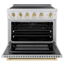 ZLINE Autograph Edition 36 in. 5.2 cu. ft. Paramount Induction Range with 5 Element Cooktop and Electric Convection Oven in Stainless Steel with Polished Gold Accents, Open Box-Great Condition