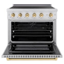 ZLINE Autograph Edition 36 in. 5.2 cu. ft. Paramount Induction Range with 5 Element Cooktop and Electric Convection Oven in Stainless Steel with Polished Gold Accents, Open Box-Good Condition
