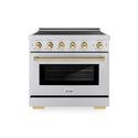 ZLINE Autograph Edition 36 in. 5.2 cu. ft. Paramount Induction Range with 5 Element Cooktop and Electric Convection Oven in Stainless Steel with Polished Gold Accents, Open Box-Great Condition