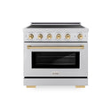 ZLINE Autograph Edition 36 in. 5.2 cu. ft. Paramount Induction Range with 5 Element Cooktop and Electric Convection Oven in Stainless Steel with Polished Gold Accents, Open Box-Good Condition