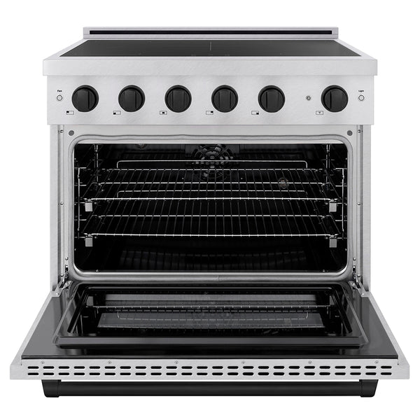 ZLINE Autograph Edition 36 in. 5.2 cu. ft. Paramount Induction Range with 5 Element Cooktop and Electric Convection Oven in Stainless Steel with Matte Black Accents, Open Box-Great Condition