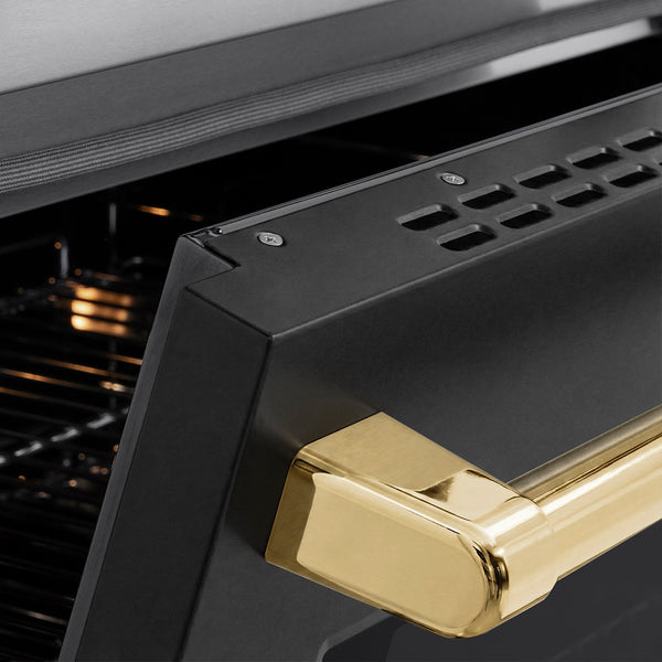 ZLINE Autograph Edition 36 in. 5.2 cu. ft. Paramount Induction Range with 5 Element Cooktop and Electric Convection Oven in Stainless Steel with Black Matte Door and Polished Gold Accents, Open Box-Great Condition
