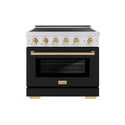 ZLINE Autograph Edition 36 in. 5.2 cu. ft. Paramount Induction Range with 5 Element Cooktop and Electric Convection Oven in Stainless Steel with Black Matte Door and Polished Gold Accents (SINRZ-BLM-36-G)