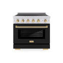 ZLINE Autograph Edition 36 in. 5.2 cu. ft. Paramount Induction Range with 5 Element Cooktop and Electric Convection Oven in Stainless Steel with Black Matte Door and Polished Gold Accents, Open Box-Good Condition