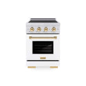 ZLINE Autograph Edition 24 in. 3.2 cu. ft. Paramount Induction Range with 3 Element Cooktop and Electric Convection Oven in Stainless Steel with White Matte Door and Polished Gold Accents, Open Box-Good Condition