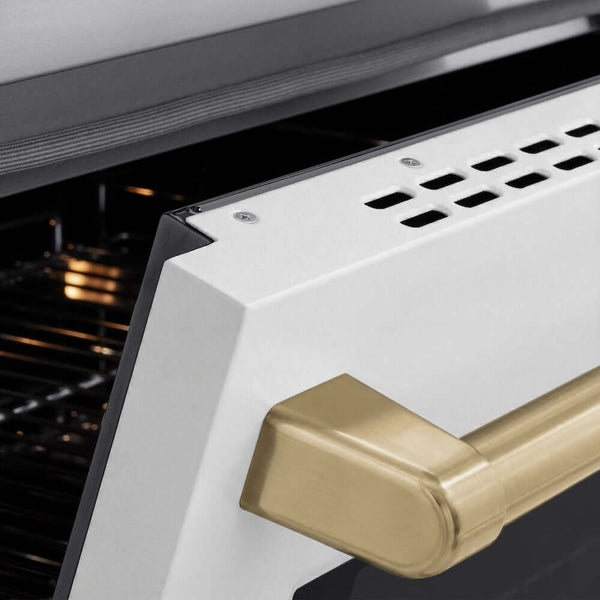 ZLINE Autograph Edition 30 in. 4.2 cu. ft. Paramount Induction Range with 4 Element Cooktop and Electric Convection Oven in Stainless Steel with White Matte Door and Champagne Bronze Accents, Open Box-Good Condition
