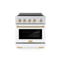 ZLINE Autograph Edition 30 in. 4.2 cu. ft. Paramount Induction Range with 4 Element Cooktop and Electric Convection Oven in Stainless Steel with White Matte Door and Champagne Bronze Accents, Open Box-Good Condition