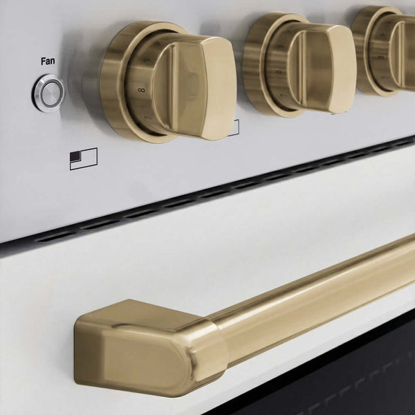 ZLINE Autograph Edition 30 in. 4.2 cu. ft. Paramount Induction Range with 4 Element Cooktop and Electric Convection Oven in Stainless Steel with White Matte Door and Champagne Bronze Accents, Open Box-Good Condition