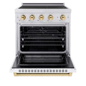 ZLINE Autograph Edition 30 in. 4.2 cu. ft. Paramount Induction Range with 4 Element Cooktop and Electric Convection Oven in Stainless Steel with White Matte Door and Polished Gold Accents, Open Box-Good Condition