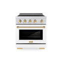 ZLINE Autograph Edition 30 in. 4.2 cu. ft. Paramount Induction Range with 4 Element Cooktop and Electric Convection Oven in Stainless Steel with White Matte Door and Polished Gold Accents, Open Box-Great Condition
