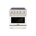 ZLINE Autograph Edition 30 in. 4.2 cu. ft. Paramount Induction Range with 4 Element Cooktop and Electric Convection Oven in Stainless Steel with White Matte Door and Polished Gold Accents, Open Box-Good Condition