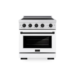 ZLINE Autograph Edition 30 in. 4.2 cu. ft. Paramount Induction Range with 4 Element Cooktop and Electric Convection Oven in Stainless Steel with White Matte Door and Matte Black Accents, Open Box-Great Condition