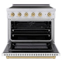 ZLINE Autograph Edition 36 in. 5.2 cu. ft. Paramount Induction Range with 5 Element Cooktop and Electric Convection Oven in Stainless Steel with White Matte Door and Champagne Bronze Accents, Open Box-Good Condition