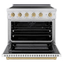 ZLINE Autograph Edition 36 in. 5.2 cu. ft. Paramount Induction Range with 5 Element Cooktop and Electric Convection Oven in Stainless Steel with White Matte Door and Champagne Bronze Accents, Open Box-Great Condition