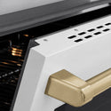 ZLINE Autograph Edition 36 in. 5.2 cu. ft. Paramount Induction Range with 5 Element Cooktop and Electric Convection Oven in Stainless Steel with White Matte Door and Champagne Bronze Accents, Open Box-Great Condition