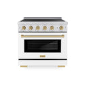 ZLINE Autograph Edition 36 in. 5.2 cu. ft. Paramount Induction Range with 5 Element Cooktop and Electric Convection Oven in Stainless Steel with White Matte Door and Champagne Bronze Accents, Open Box-Great Condition