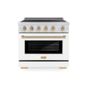 ZLINE Autograph Edition 36 in. 5.2 cu. ft. Paramount Induction Range with 5 Element Cooktop and Electric Convection Oven in Stainless Steel with White Matte Door and Champagne Bronze Accents, Open Box-Good Condition