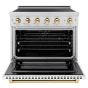 ZLINE Autograph Edition 36 in. 5.2 cu. ft. Paramount Induction Range with 5 Element Cooktop and Electric Convection Oven in Stainless Steel with White Matte Door and Polished Gold Accents, Open Box-Great Condition