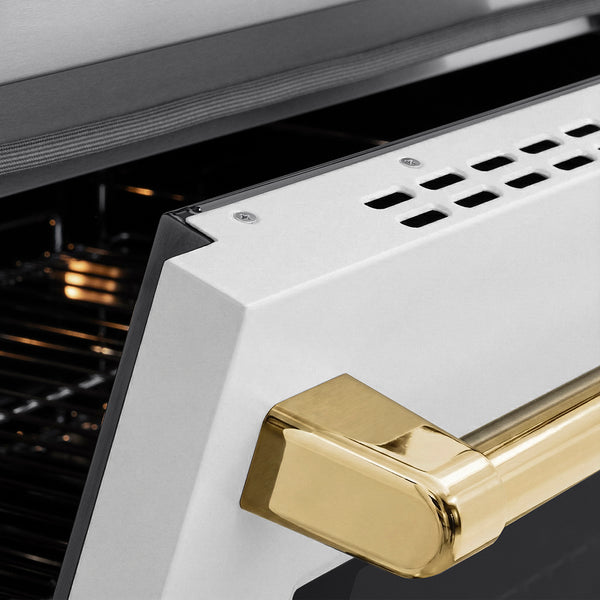 ZLINE Autograph Edition 36 in. 5.2 cu. ft. Paramount Induction Range with 5 Element Cooktop and Electric Convection Oven in Stainless Steel with White Matte Door and Polished Gold Accents, Open Box-Great Condition