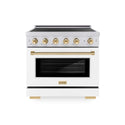 ZLINE Autograph Edition 36 in. 5.2 cu. ft. Paramount Induction Range with 5 Element Cooktop and Electric Convection Oven in Stainless Steel with White Matte Door and Polished Gold Accents, Open Box-Good Condition