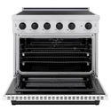 ZLINE Autograph Edition 36 in. 5.2 cu. ft. Paramount Induction Range with 5 Element Cooktop and Electric Convection Oven in Stainless Steel with White Matte Door and Matte Black Accents, Open Box-Great Condition