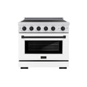ZLINE Autograph Edition 36 in. 5.2 cu. ft. Paramount Induction Range with 5 Element Cooktop and Electric Convection Oven in Stainless Steel with White Matte Door and Matte Black Accents (SINRZ-WM-36-MB)