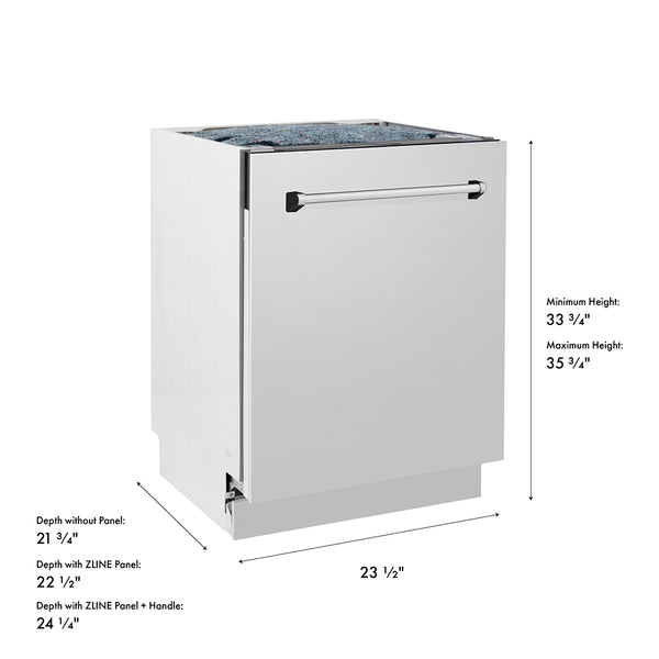 ZLINE 24 in. Tallac Series 3rd Rack Tall Tub Dishwasher in Stainless Steel, 51dBa (DWV-304-24)