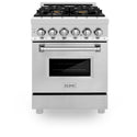 ZLINE 24 in. 2.8 cu. ft. Legacy Dual Fuel Range with Gas Cooktop and Electric Convection Oven in Stainless Steel with 4 Brass Burners (RA-BR-24)