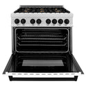 ZLINE Autograph Edition 36 in. 4.6 cu. ft. Legacy Dual Fuel Range with 6 Burner Gas Cooktop and Electric Convection Oven in Satin Stainless Steel with White Matte Door and Matte Black Accents, Open Box-Great Condition