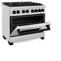 ZLINE Autograph Edition 36 in. 4.6 cu. ft. Legacy Dual Fuel Range with 6 Burner Gas Cooktop and Electric Convection Oven in Stainless Steel and Matte Black Accents, Open Box-Great Condition