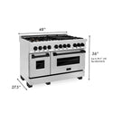 ZLINE Autograph Edition 48 in. 6.0 cu. ft. Legacy Dual Fuel Range with 7 Burner Gas Cooktop and 2 Electric Ovens in Stainless Steel and Matte Black Accents, Open Box-Great Condition