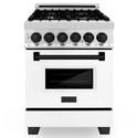 ZLINE Autograph Edition 24 in. 2.8 cu. ft. Legacy Dual Fuel Range with 4 Burner Gas Cooktop and Electric Convection Oven in Stainless Steel with White Matte Door and Matte Black Accents, Open Box-Great Condition