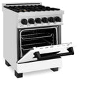 ZLINE Autograph Edition 24 in. 2.8 cu. ft. Legacy Dual Fuel Range with 4 Burner Gas Cooktop and Electric Convection Oven in Stainless Steel with White Matte Door and Matte Black Accents, Open Box-Great Condition