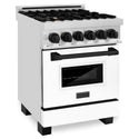 ZLINE Autograph Edition 24 in. 2.8 cu. ft. Legacy Dual Fuel Range with 4 Burner Gas Cooktop and Electric Convection Oven in Stainless Steel with White Matte Door and Matte Black Accents, Open Box-Great Condition
