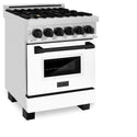ZLINE Autograph Edition 24 in. 2.8 cu. ft. Legacy Dual Fuel Range with 4 Burner Gas Cooktop and Electric Convection Oven in Stainless Steel with White Matte Door and Matte Black Accents, Open Box-Great Condition