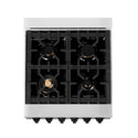 ZLINE Autograph Edition 24 in. 2.8 cu. ft. Legacy Dual Fuel Range with 4 Burner Gas Cooktop and Electric Convection Oven in Stainless Steel with White Matte Door and Matte Black Accents, Open Box-Great Condition