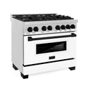 ZLINE Autograph Edition 36 in. 4.6 cu. ft. Legacy Dual Fuel Range with 6 Burner Gas Cooktop and Electric Convection Oven in Stainless Steel with White Matte Door and Matte Black Accents, Open Box-Good Condition